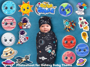 Todfod Galaxy Theme Photo Booth Cards/Props for Baby Girls & Kids, New Born, 20+ pieces Solar planets Cards for Photoshoot Celebrations Decorations