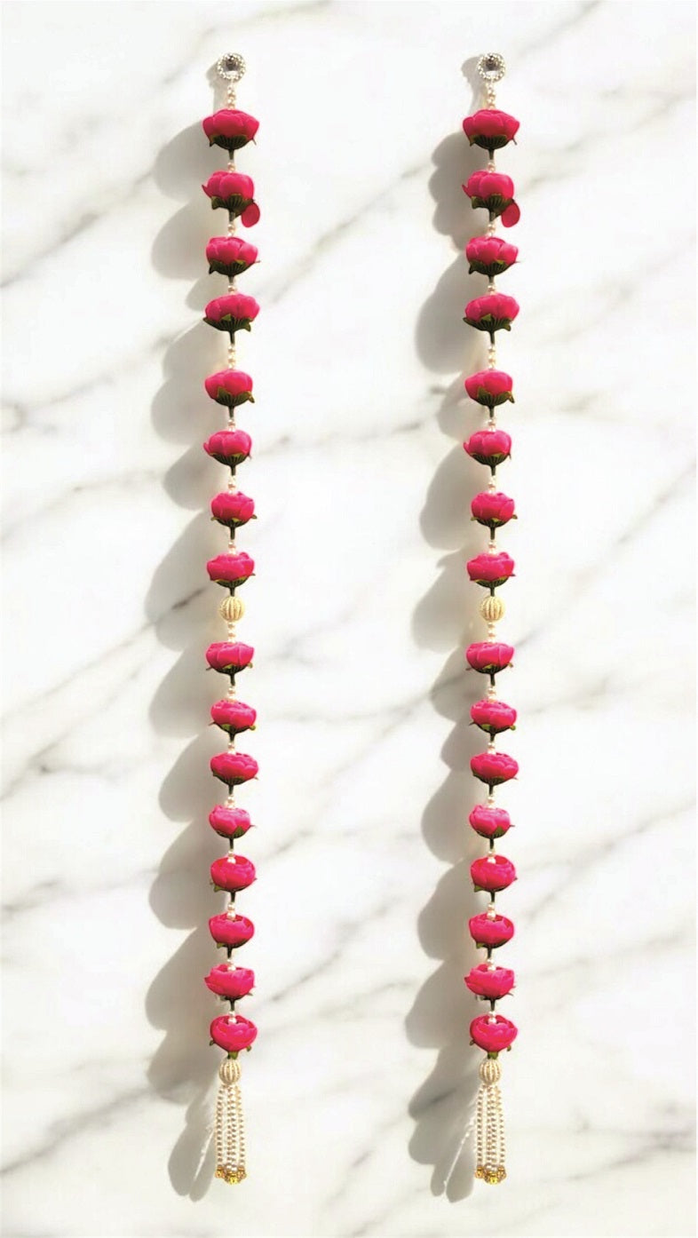 Smaran Handmade Peony Rose & Beaded Floral Latkan – Artificial Flower Tassel for Mandir Decoration, Festive Door Hanging, Wedding Backdrop, Home Temple Decore (Peony Rose & Beaded Floral Latkan)