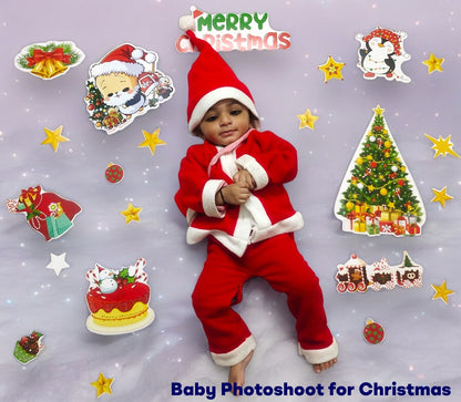 TodFod 20+ Pcs Christmas Photo Booth Props | Merry Xmas Theme Cards for Kids Family | Santa Reindeer Candy Cane Decorations | Photoshoot Party Supplies