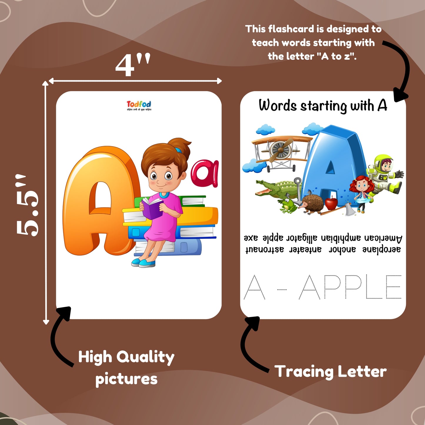 Todfod Re-writable Smart Knowledge Flash Cards for Kids, Educational Early Learning Toy for Toddlers, Preschool, Nursery, and Kindergarten (Alphabets)