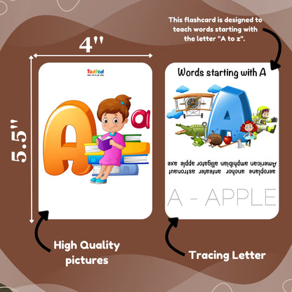 Todfod Re-writable Smart Knowledge Flash Cards for Kids, Educational Early Learning Toy for Toddlers, Preschool, Nursery, and Kindergarten (Alphabets)