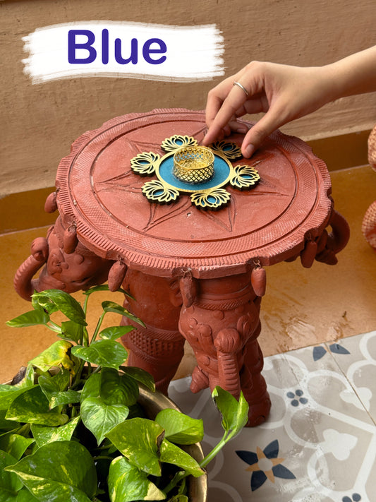 Smaran Lotus Blossom Rangoli Tealight Holder Set of 2 – Handmade Decorative Candle Holder Pair with Traditional Lotus Design for Diwali, Navratri, Weddings, Pooja Room