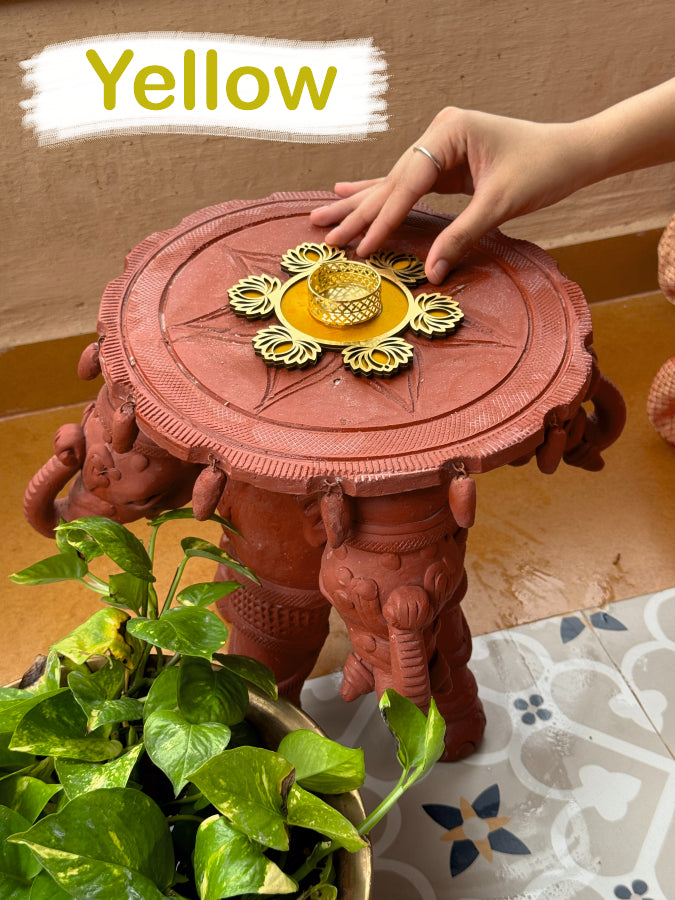 Smaran Lotus Blossom Rangoli Tealight Holder Set of 2 – Handmade Decorative Candle Holder Pair with Traditional Lotus Design for Diwali, Navratri, Weddings, Pooja Room