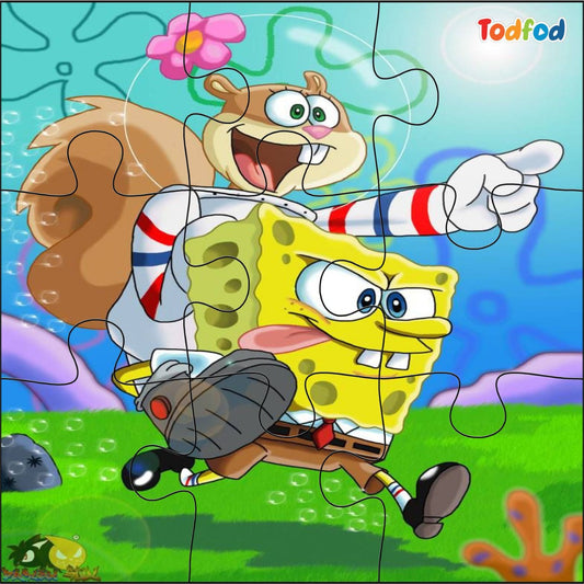 Todfod Wooden Jigsaw Puzzles Sponge Bobbob Anime Cartoon Characters For Kids 54 Pieces
