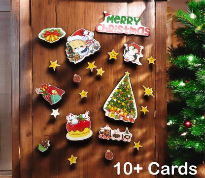 TodFod 20+ Pcs Christmas Photo Booth Props | Merry Xmas Theme Cards for Kids Family | Santa Reindeer Candy Cane Decorations | Photoshoot Party Supplies