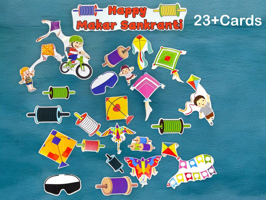 Todfod 10+ Makar Sankranti Photo Booth Props | Kites Festival Theme Cards | 250 GSM Cardstock | Perfect for Uttarayan Celebrations