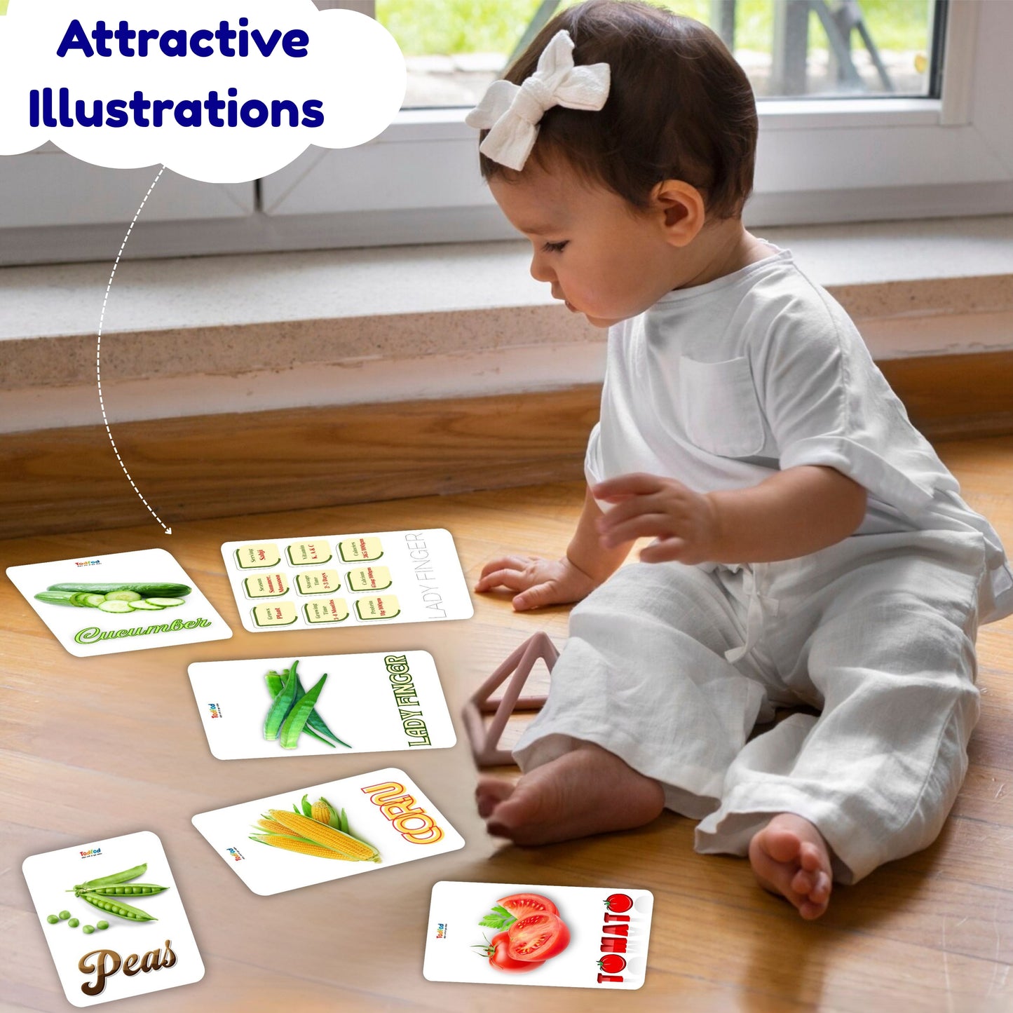 Todfod Flash Cards Combo Pack for Kids – Learn Vegetables