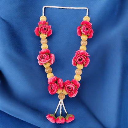 Smaran Rose Peony & Golden Ball Garland Medium | Handcrafted Decorative Floral Toran for Pooja Room, Door, Wedding Backdrop, Festival & Home Decor