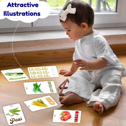 Todfod Re-writable Smart Knowledge Flash Cards for Kids, Educational Early Learning Toy for Toddlers, Preschool, Nursery, and Kindergarten (Numbers & Vagetable )