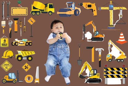 Todfod Construction Digital Backdrops | 20+ Printable Baby Photography Props | Trucks, Tools & Worksite Themes | High-Resolution