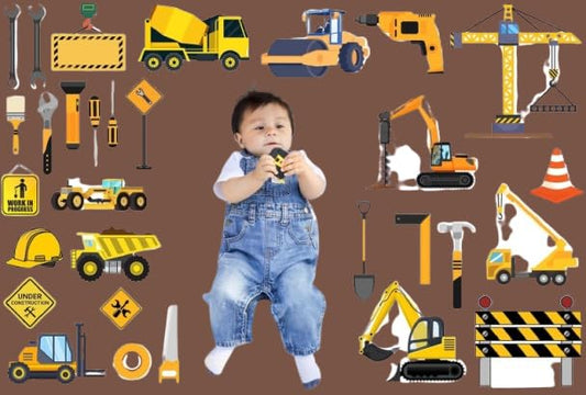 Todfod Construction Digital Backdrops | 20+ Printable Baby Photography Props | Trucks, Tools & Worksite Themes | High-Resolution