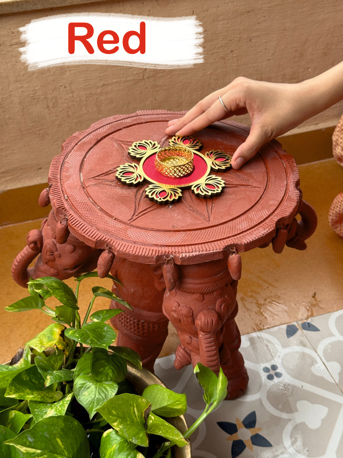 Smaran Lotus Blossom Rangoli Tealight Holder Set of 2 – Handmade Decorative Candle Holder Pair with Traditional Lotus Design for Diwali, Navratri, Weddings, Pooja Room
