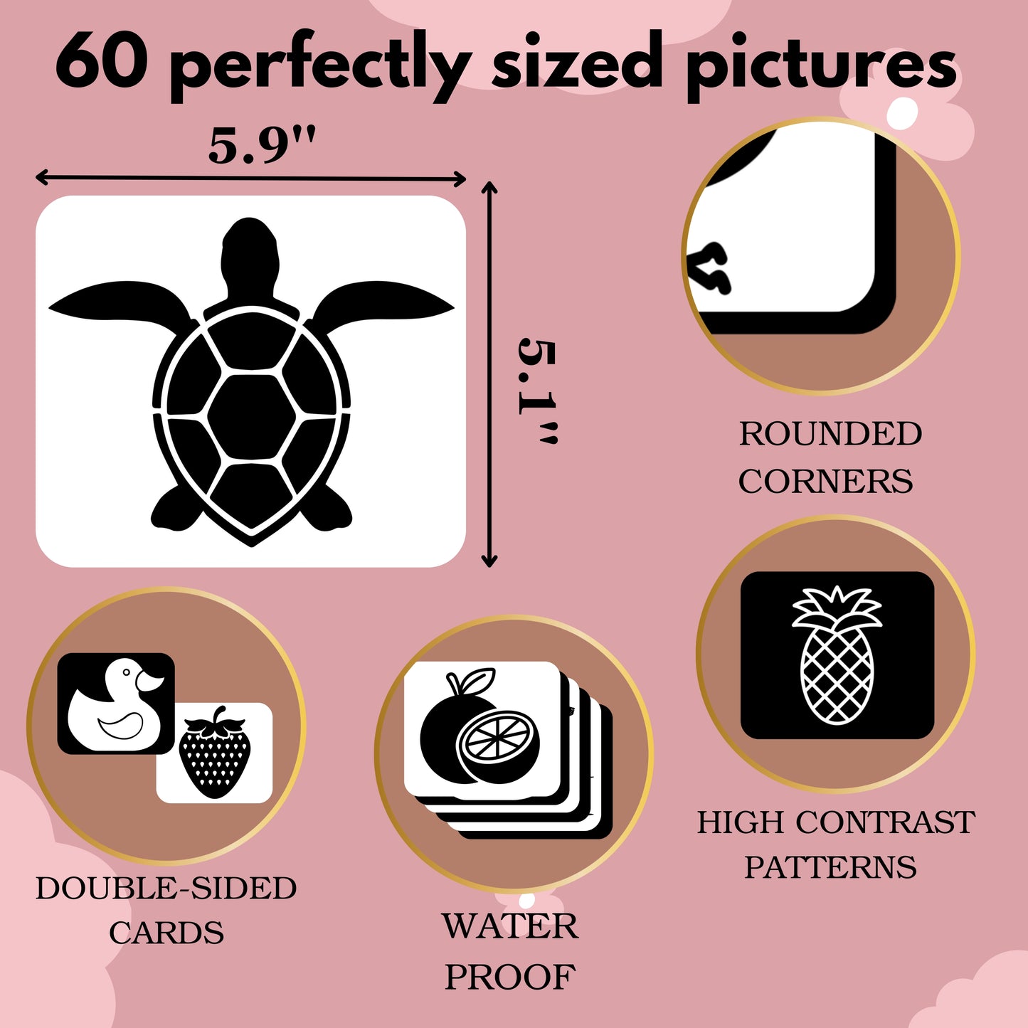 Todfod Baby Visual Card set of 60 High contrast pictures