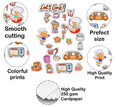 Collection of colorful stickers with various designs on a white background