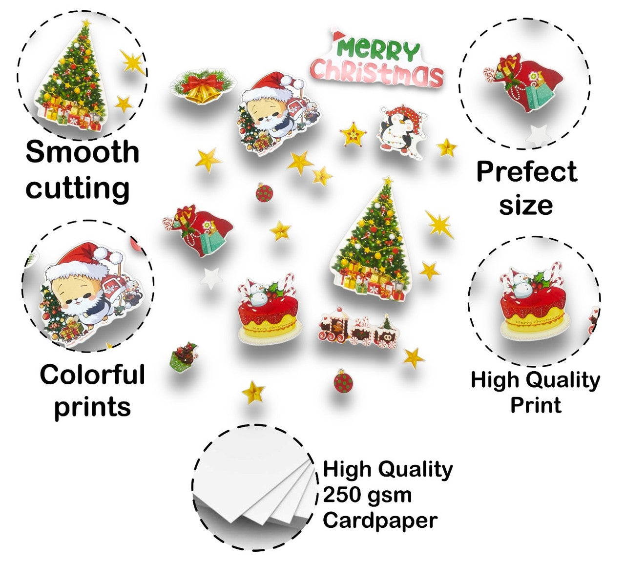 TodFod 20+ Pcs Christmas Photo Booth Props | Merry Xmas Theme Cards for Kids Family | Santa Reindeer Candy Cane Decorations | Photoshoot Party Supplies