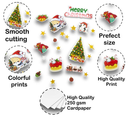 TodFod 20+ Pcs Christmas Photo Booth Props | Merry Xmas Theme Cards for Kids Family | Santa Reindeer Candy Cane Decorations | Photoshoot Party Supplies