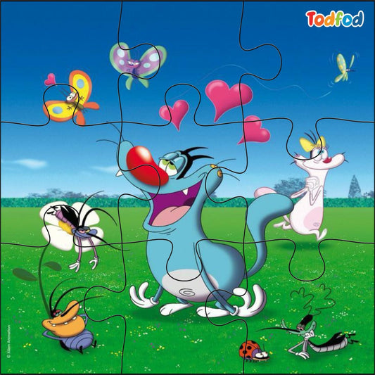 Todfod Oggy & Cockroach Wooden Puzzle | 6|in|1 Set with 54 Pieces | Educational Cartoon Jigsaw for Kids | Safe Handcrafted Wooden Toy for Children Age
