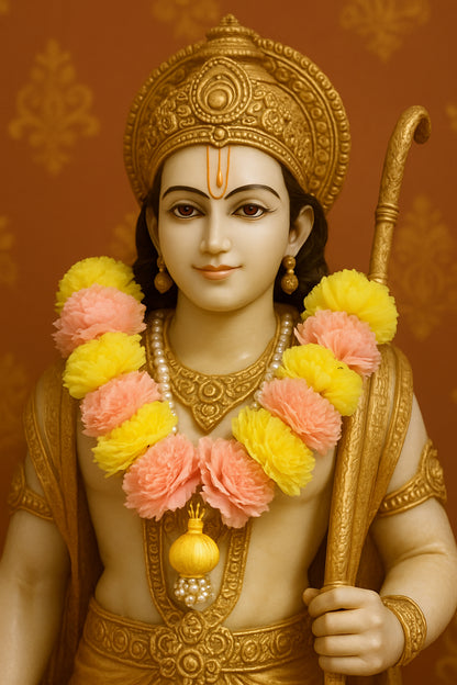Smaran Small Size Decorative Garland – Yellow & Pink Flowers for Murti and Temple Decor