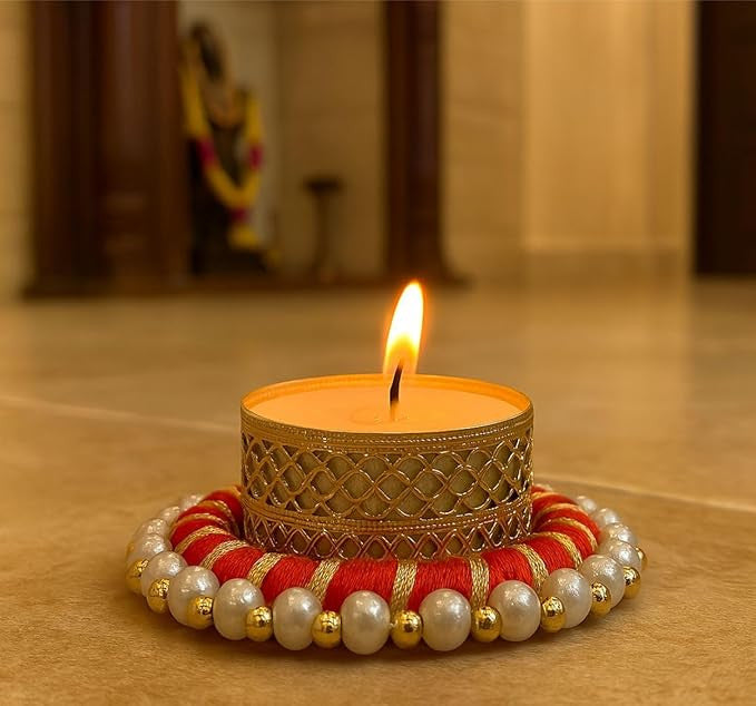 Red Round Diya Holder