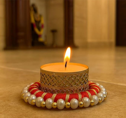 Red Round Diya Holder