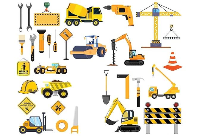 Todfod Construction Digital Backdrops | 20+ Printable Baby Photography Props | Trucks, Tools & Worksite Themes | High-Resolution