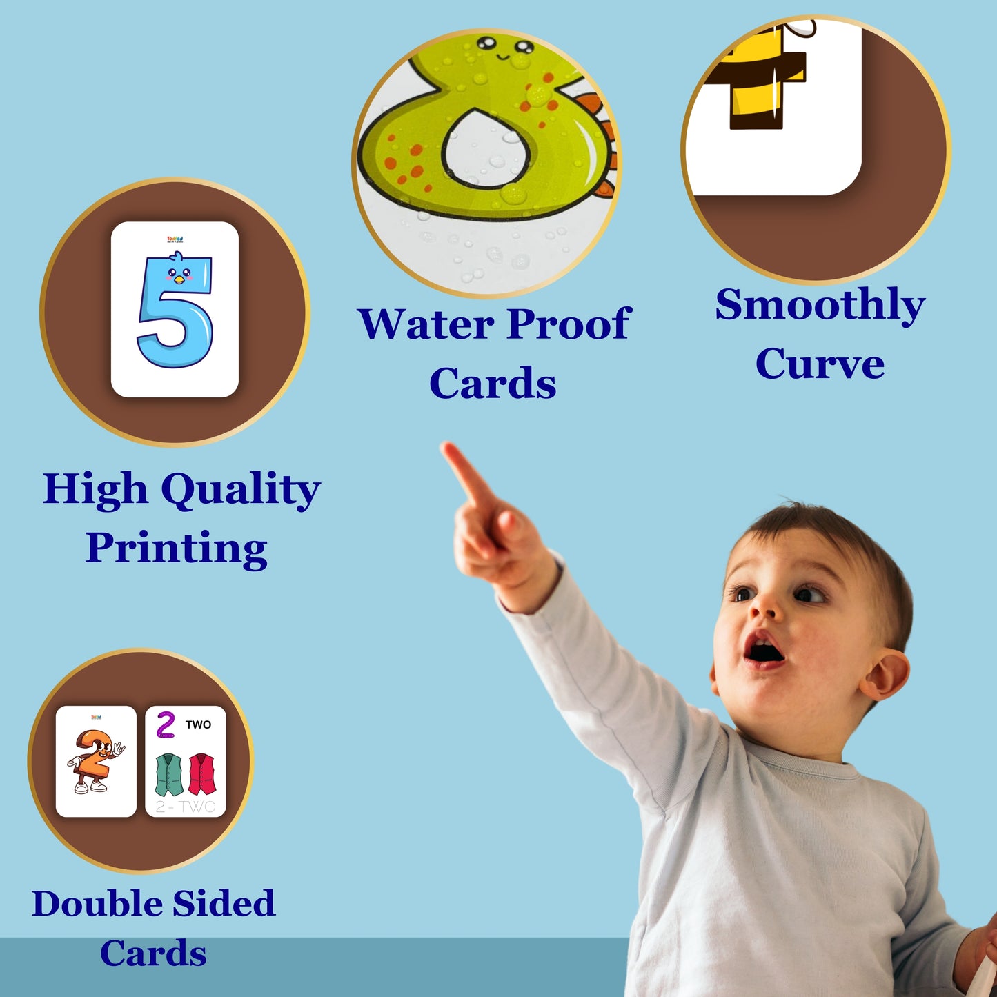 Todfod Re-writable Smart Knowledge Flash Cards for Kids, Educational Early Learning Toy for Toddlers, Preschool, Nursery, and Kindergarten (Numbers & Vagetable )