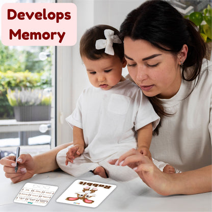 Todfod Re-writable Smart Knowledge Flash Cards for Kids, Educational Early Learning Toy for Toddlers, Preschool, Nursery, and Kindergarten (Animal)