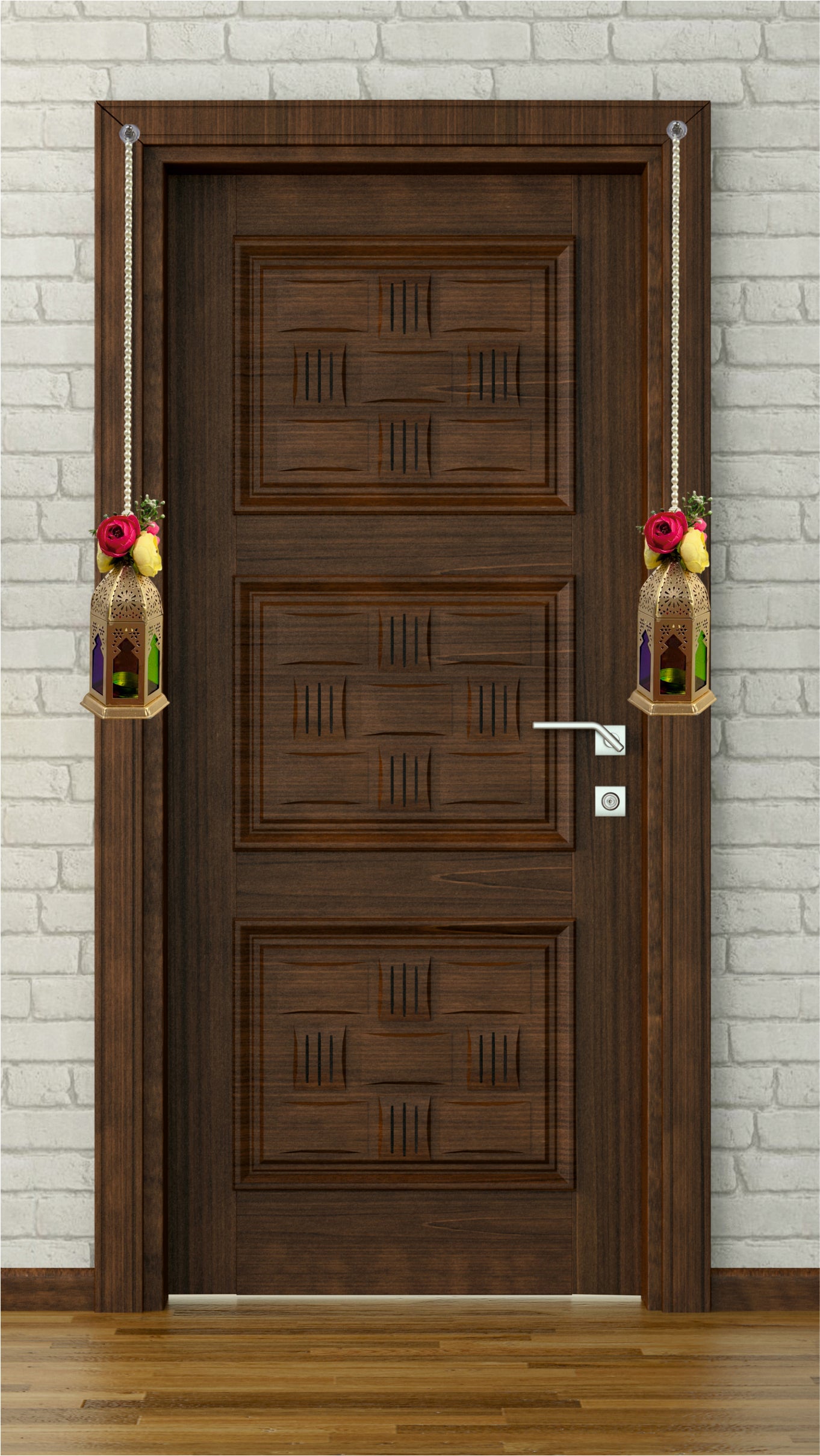 Smaran Cultural Hanging Latkan Pair with Tealight Holders – Handmade Traditional Decorative Hanging with Beads & Embellishments for Home, Main Door, Pooja Room, Mandir