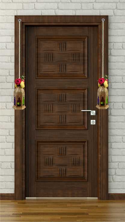 Smaran Cultural Hanging Latkan Pair with Tealight Holders – Handmade Traditional Decorative Hanging with Beads & Embellishments for Home, Main Door, Pooja Room, Mandir