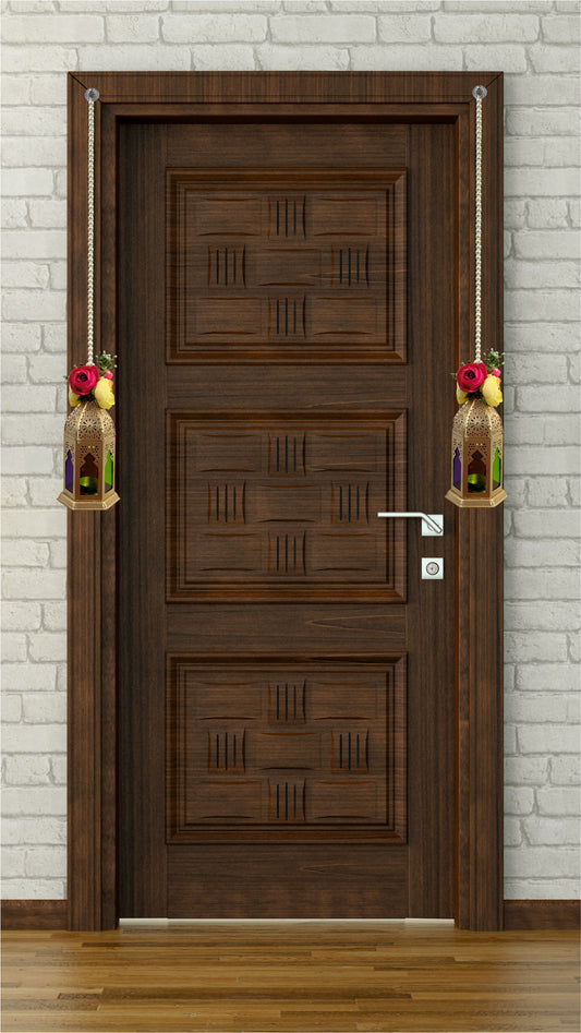 Smaran Cultural Hanging Latkan Pair with Tealight Holders – Handmade Traditional Decorative Hanging with Beads & Embellishments for Home, Main Door, Pooja Room, Mandir