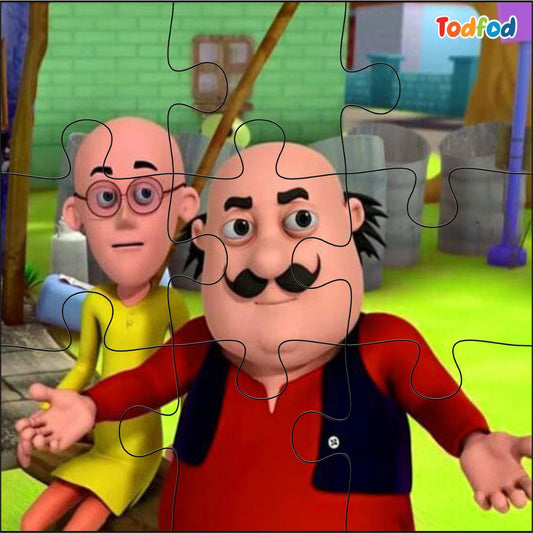 Todfod Wooden Jigsaw Puzzles Toy for Kids & Children, Motu Patlu 6 in 1 Jigsaw Puzzles 54 Pieces, Anime Cartoon Character Educational Toy (Motu Patlu)
