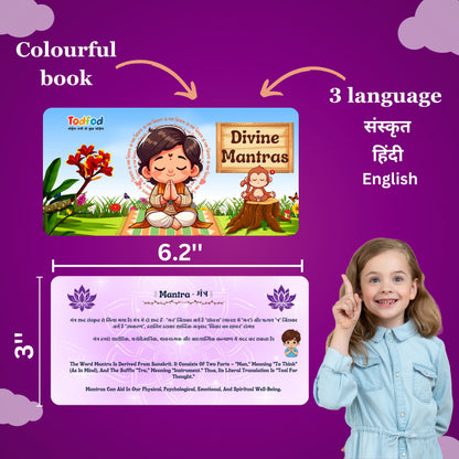 Todfod Divine Mantras Spiritual Learning Flashcards Set with Hindi and English Meaning | Bilingual Vedic Chanting Cards for Kids, Beginners, Yoga, Meditation & Daily Practice