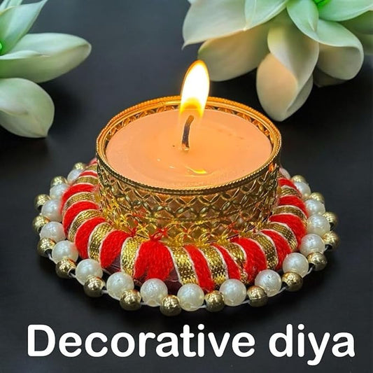 Red Round Diya Holder