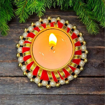 Red Round Diya Holder