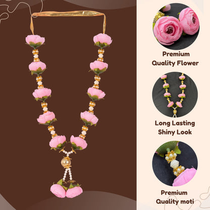 Smaran Pink Peony & Rose Artificial Floral Garland plastic Garland