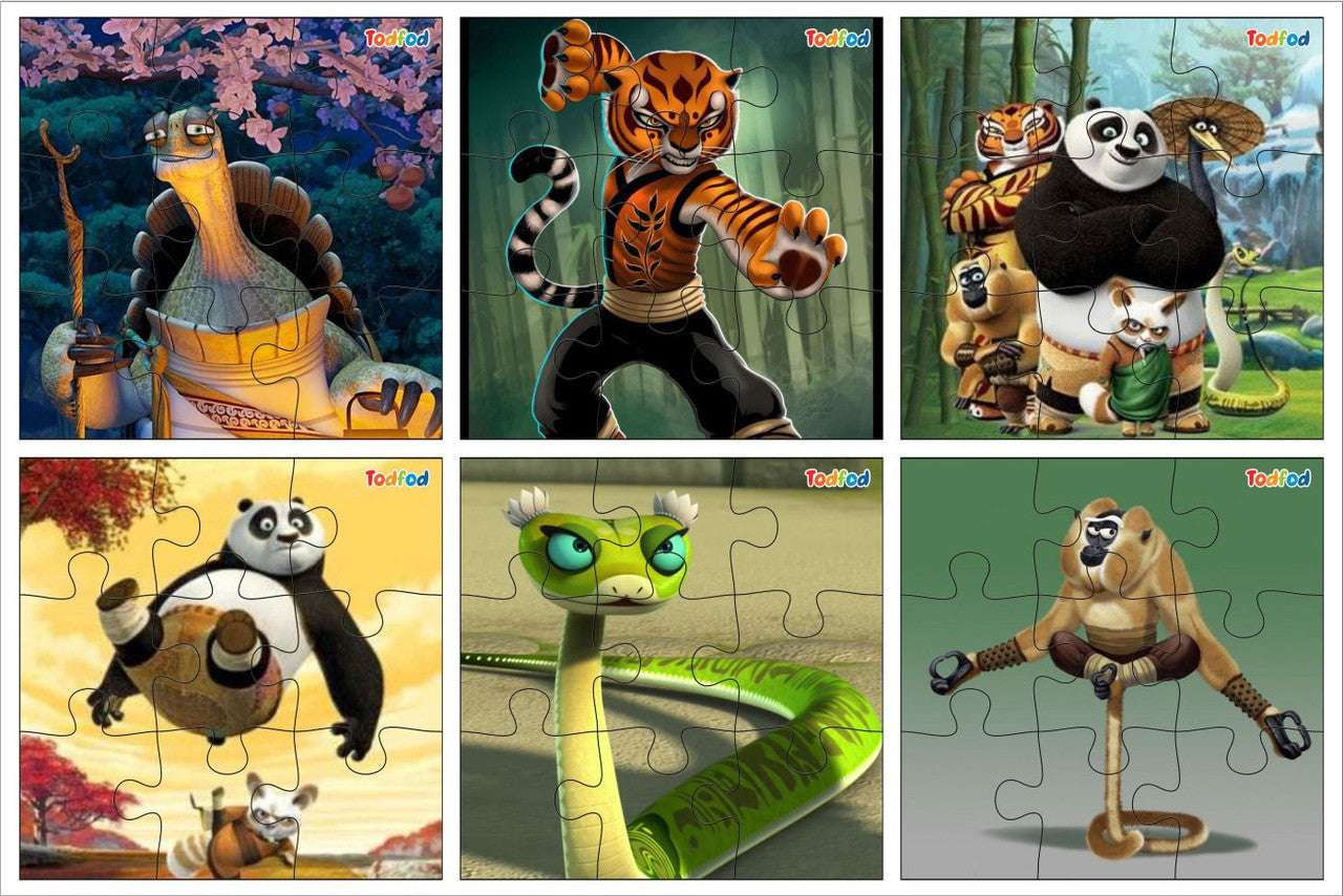 Set of Kung Fu Panda-themed puzzles featuring various characters in a grid layout.