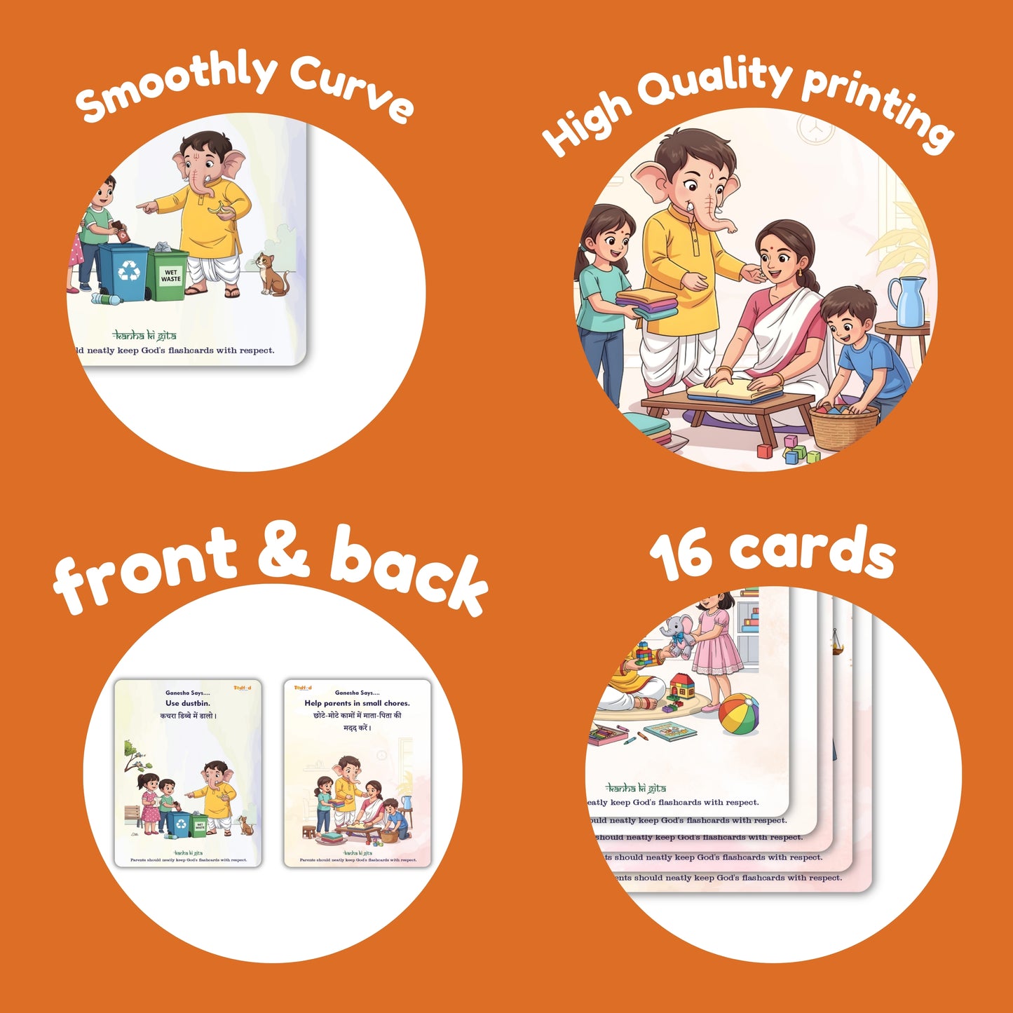 Todfod Good Habit by Ganesha Flash Cards – Moral Values & Positive Habits Learning Cards for Kids – Educational Illustrated Flashcards for Early Childhood Development