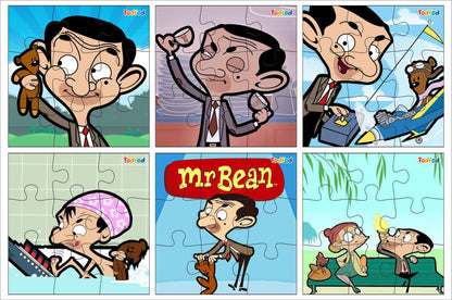 Set of Mr. Bean puzzles with various scenes and poses.