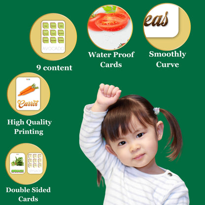 Todfod Re-writable Smart Knowledge Flash Cards for Kids, Educational Early Learning Toy for Toddlers, Preschool, Nursery, and Kindergarten (Fruits, Numbers & Vagetable)