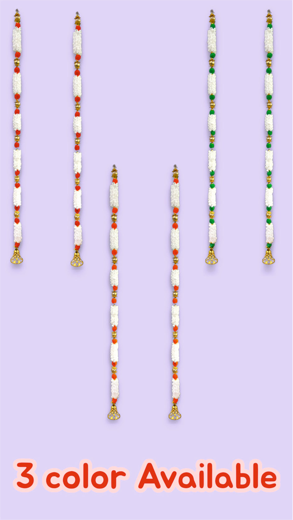 Smaran Mogra Golden Ball Latkan Set – Handmade Decorative Hanging Pair with Floral Accents & Golden Beads for Main Door, Mandir (Mogra Golden Ball Latkan Set Orange)