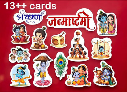 Set of stickers with cartoon characters on a red background
