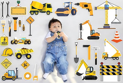Todfod Construction Digital Backdrops | 20+ Printable Baby Photography Props | Trucks, Tools & Worksite Themes | High-Resolution
