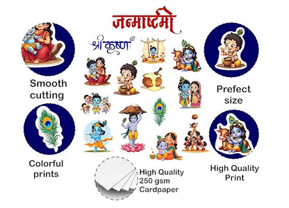 Stickers with cartoon characters and text on a white background