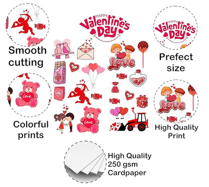 Valentine's Day-themed stickers with text highlighting features on a white background