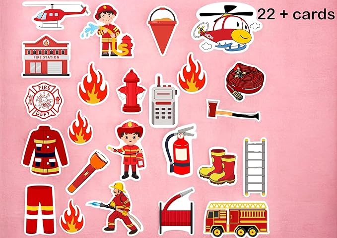 Collection of fire-themed stickers on a pink background