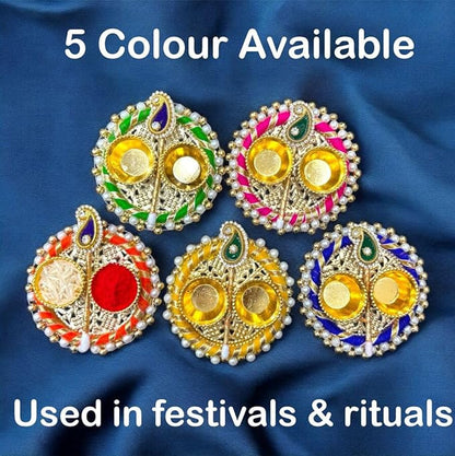 4 Inch KumKum Plate (Multicolour)