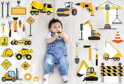 Todfod Construction Digital Backdrops | 20+ Printable Baby Photography Props | Trucks, Tools & Worksite Themes | High-Resolution