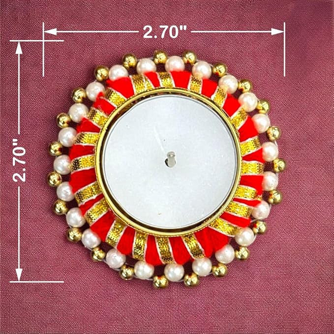 Red Round Diya Holder