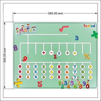 Educational mat with numbers and mathematical symbols, featuring the brand 'Todfod'.