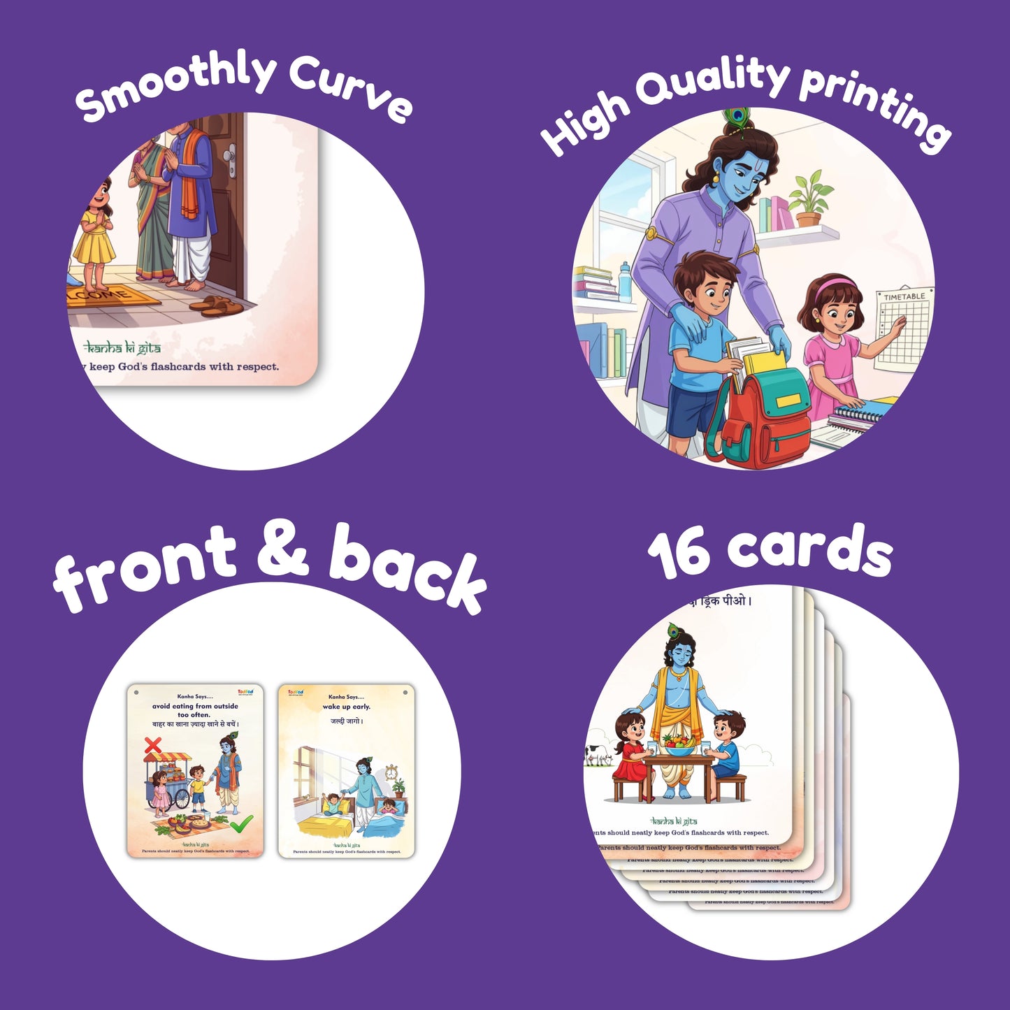 Todfod Good Habit by Krishna Flash Cards – Moral Values & Positive Habits Learning Cards for Kids – Educational Illustrated Flashcards for Early Childhood Development